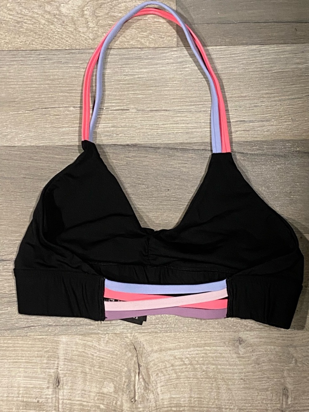 Victoria's Secret Black Bralette with Pink and Lilac Straps - Picture 2 of 3